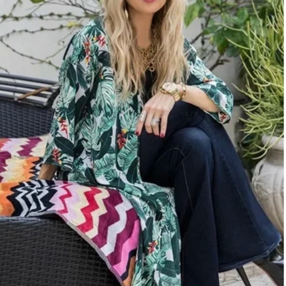 Rachel Zoe Palm Print Duster Kimono | One Size | NWT - Picture 1 of 14